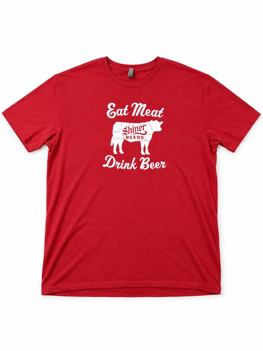 Eat Meat Drink Beer Graphic Tee Size XXL | Red Crewneck Funny T-Shirt